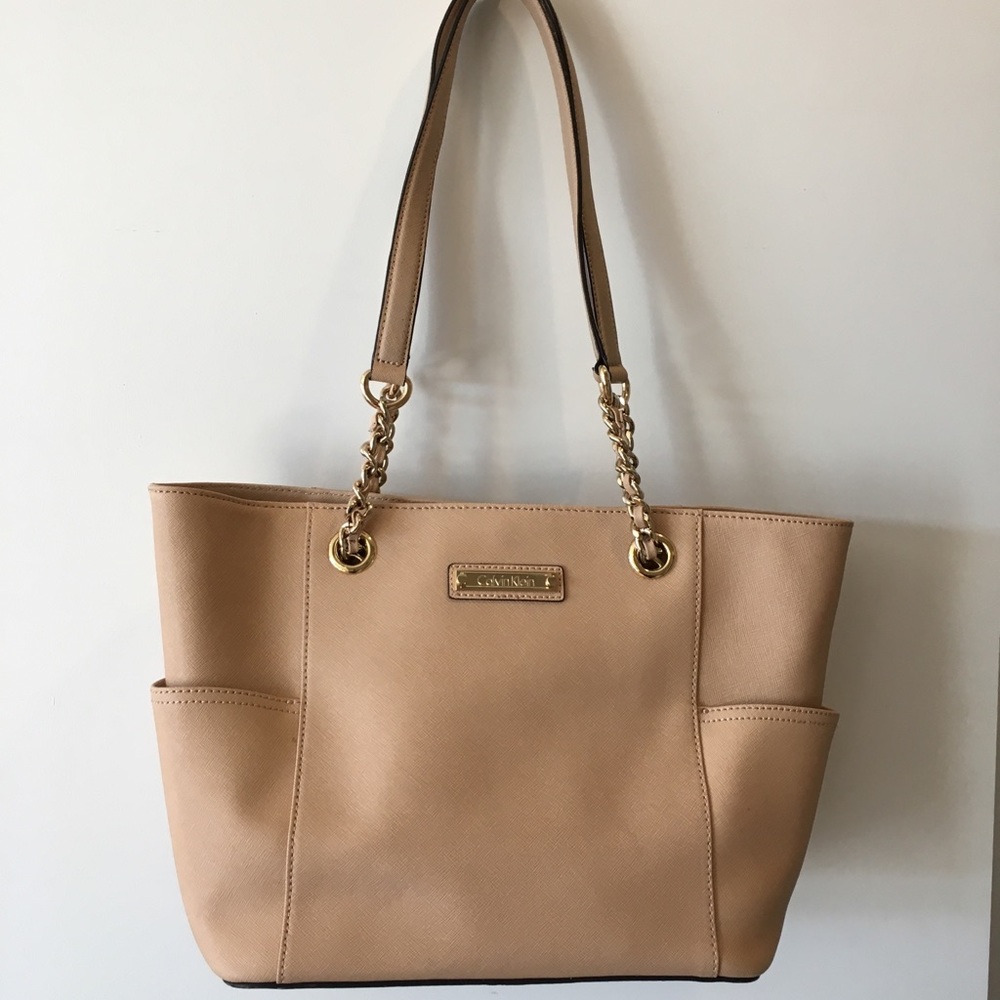 Calvin Klein Saffiano Tote, Nude